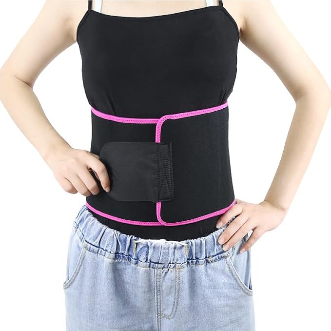 Neoprene Sweat Waist Trimmer Belt for Men & Women, Workout Fat Burn Support Belt, Black
